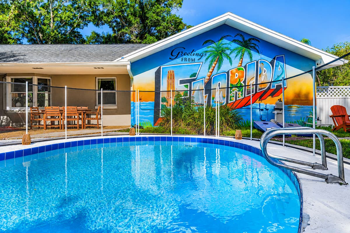 Screened lanai on one end, open water on the other. Sun when you want it, mosquito-free when you don't.