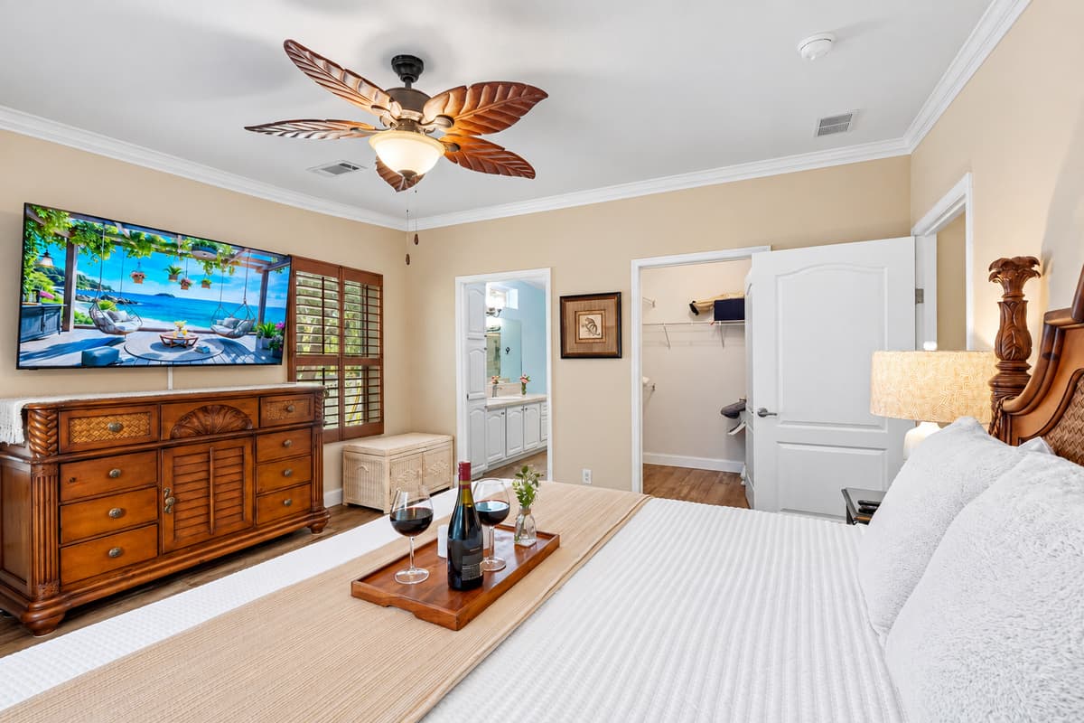 The master bedroom features premium textures and fabrics that elevate both style and comfort.