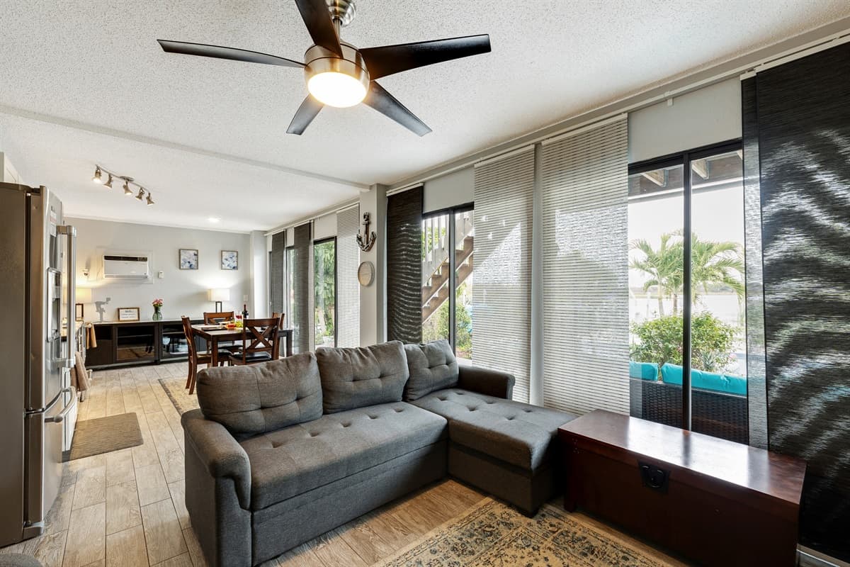 The soft, luxurious carpet underfoot adds a touch of elegance while providing a comfortable surface for you to walk or lounge on.