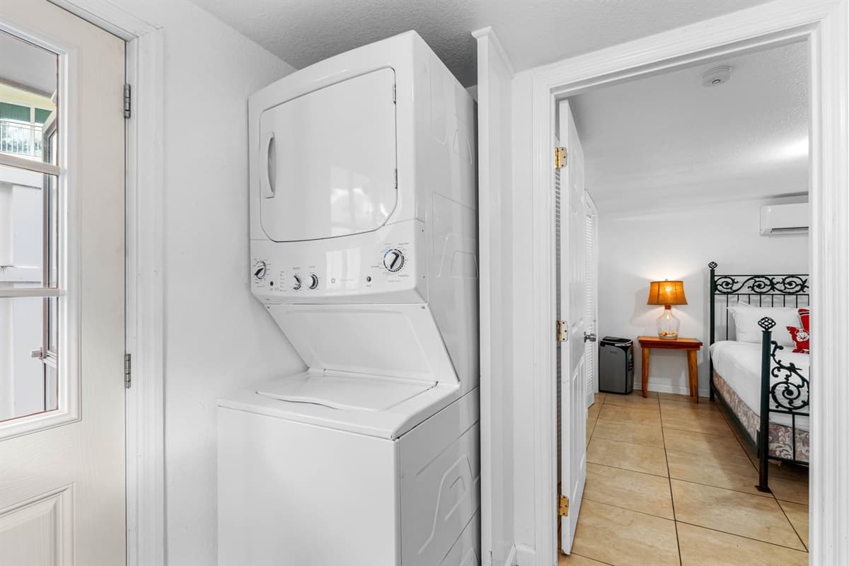 The laundry area is one of those thoughtful amenities that enhances your experience, providing a practical solution for all your laundry needs while you enjoy the comforts of home away from home.