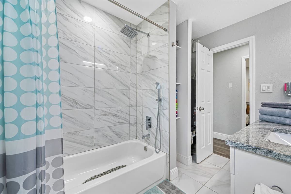 Indulge in a long and relaxing bath in this immaculate bathroom after a long day