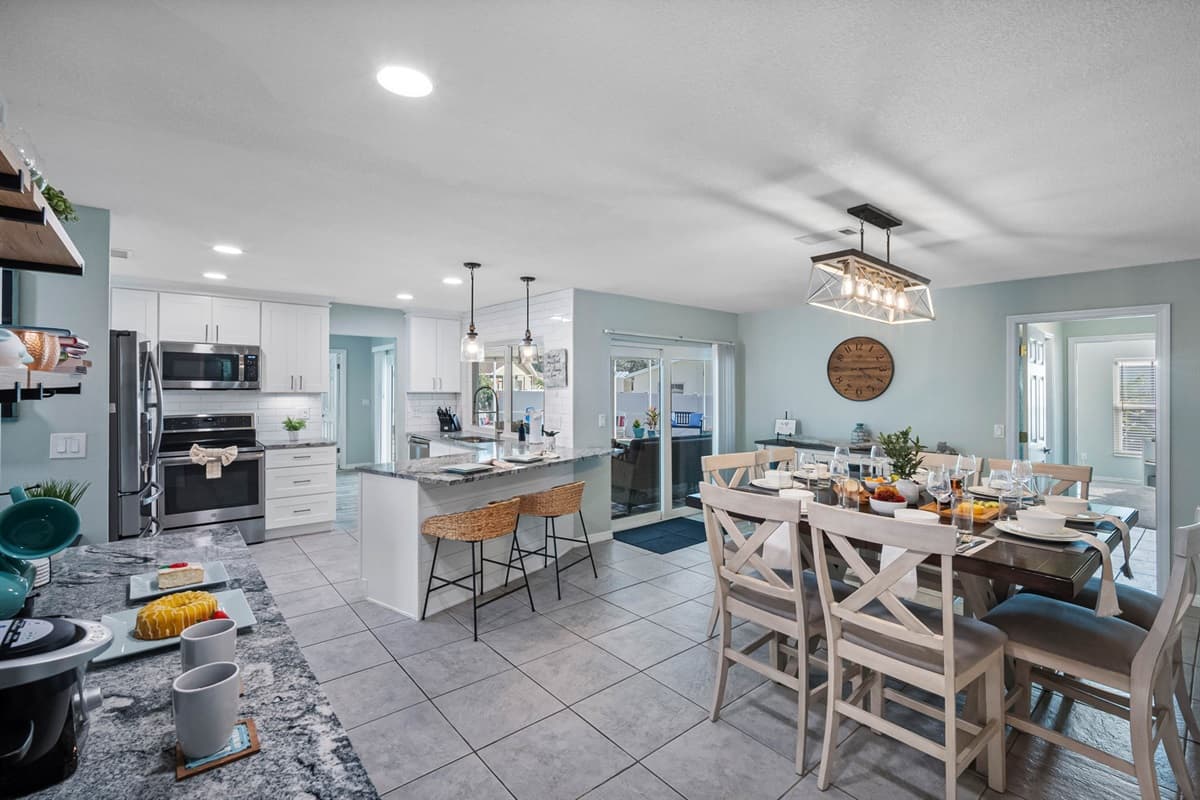 This bright and open kitchen connects seamlessly to the living area, perfect for entertaining and family time.