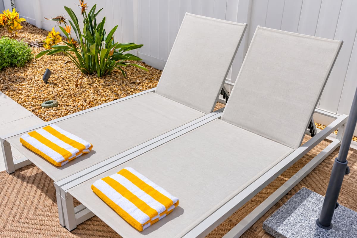 This outdoor setup is ready for pool parties, grill nights, and lazy days in the sun.