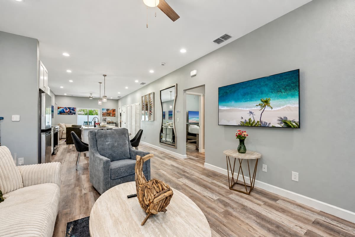 Our living area offers a variety of seating options and amenities to ensure your comfort and enjoyment.
