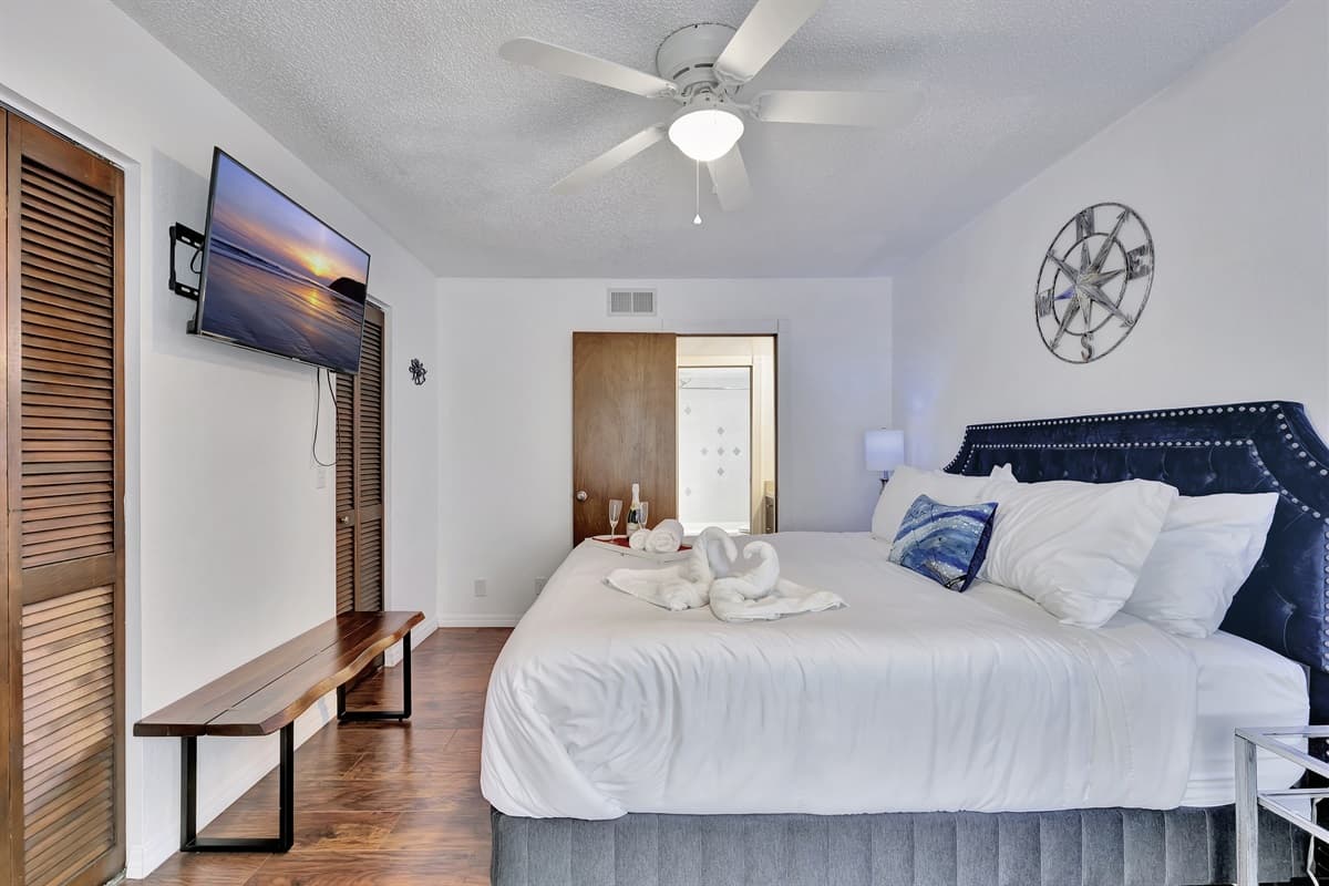 The plush mattress and high-quality linens promise a dreamy sleep experience, while the stylish headboard adds a touch of sophistication to the room.