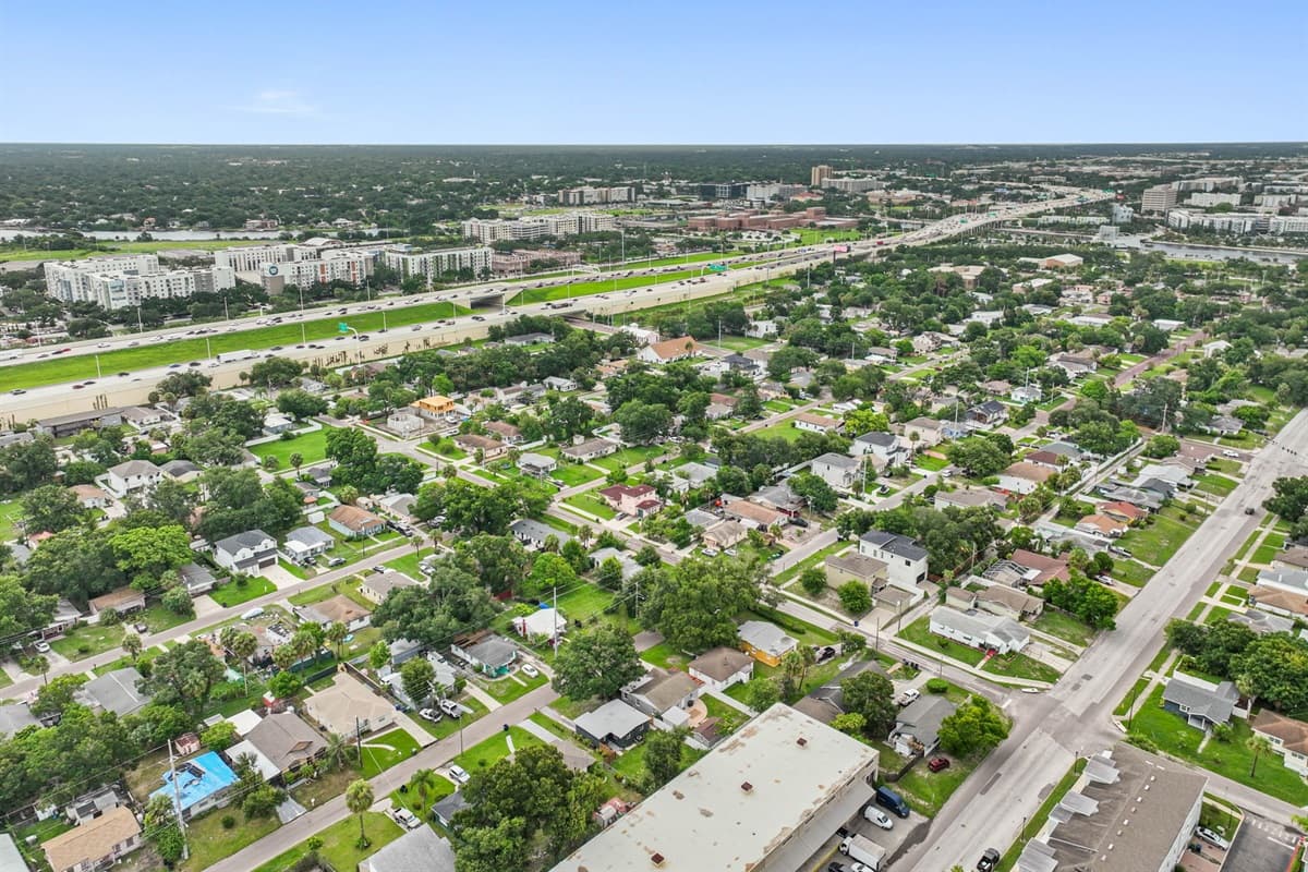 Aerial view of the neighborhood.