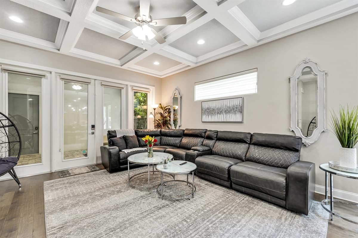 The combination of the plush seating and top-notch entertainment system creates the perfect atmosphere for relaxation and enjoyment.
