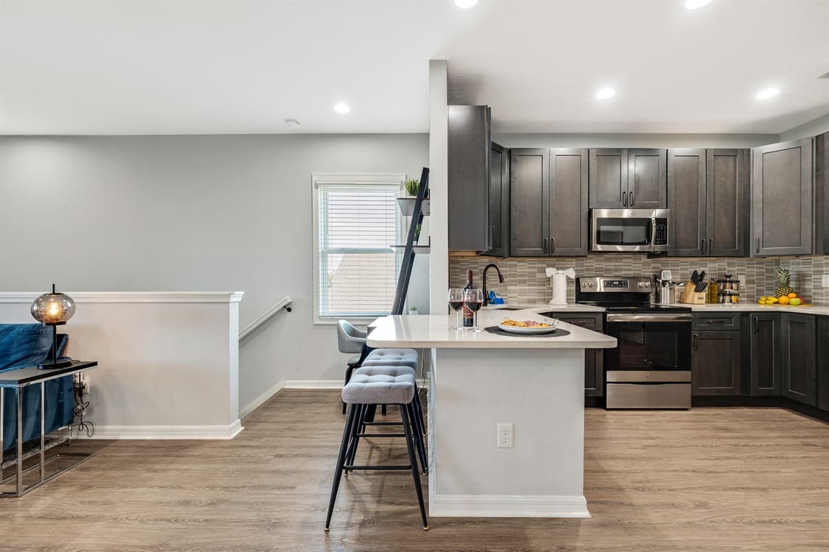 Every kitchen tool and ingredient has its place, ensuring a clutter-free and enjoyable cooking environment.