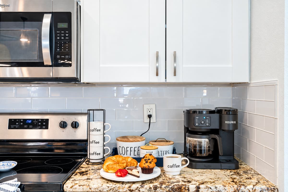 This kitchen is equipped with brand-new, state-of-the-art appliances designed to elevate your cooking experience.
