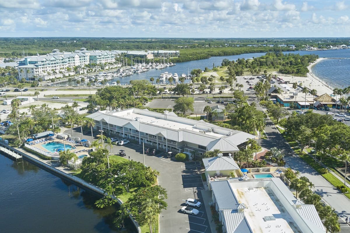 An enchanting aerial perspective capturing the charm of the property's surroundings.