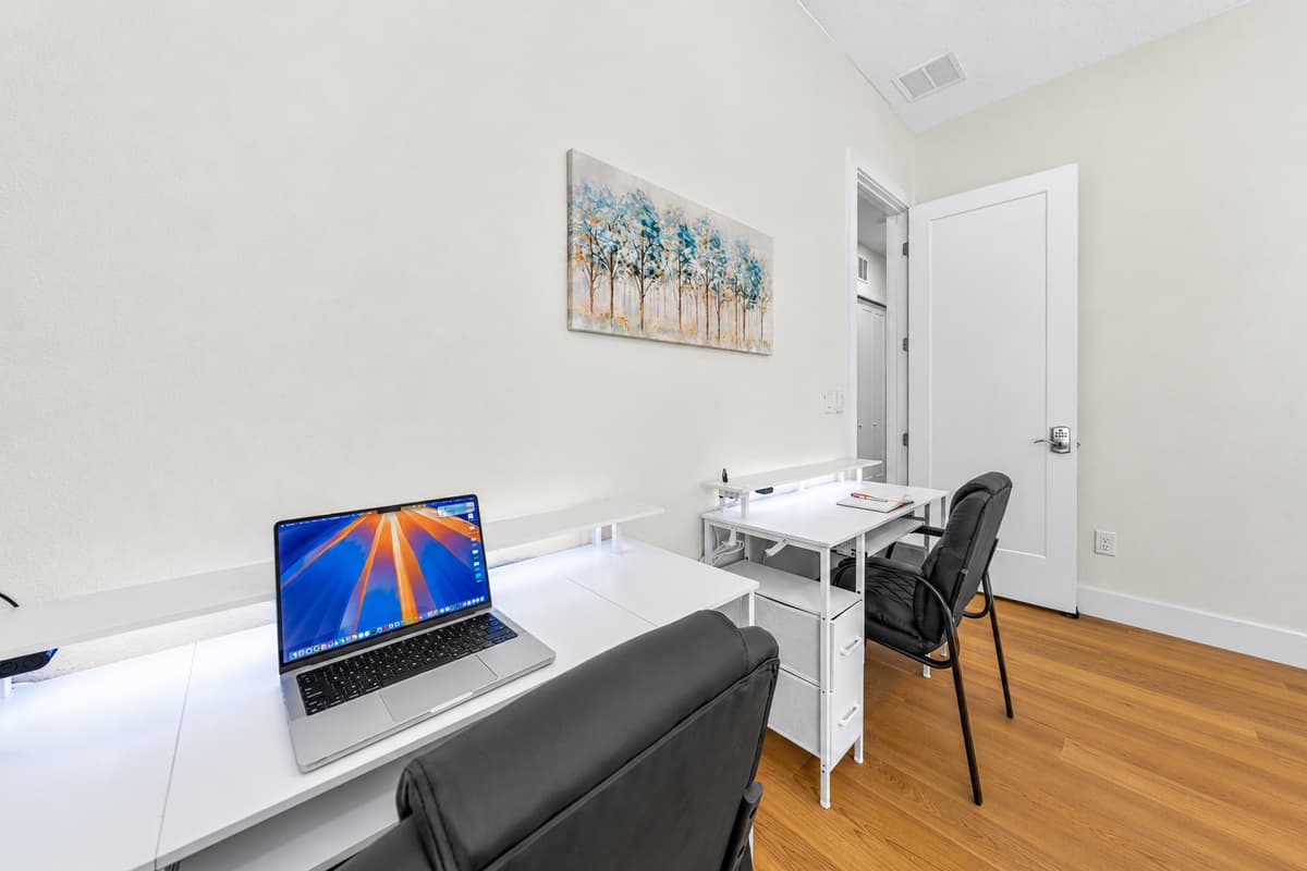 Stay productive with a dedicated desk setup and fast Wi-Fi — perfect for working remotely from Florida.
