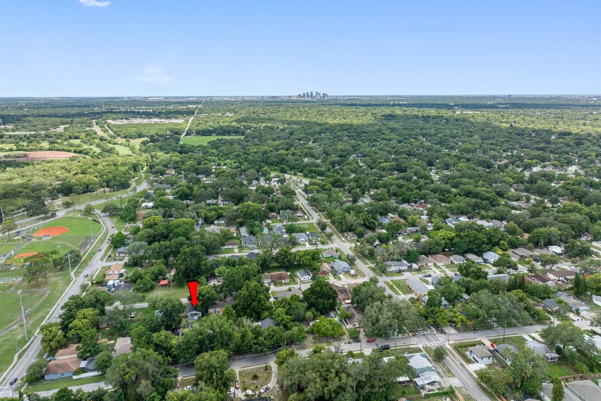 Aerial view of the neighborhood