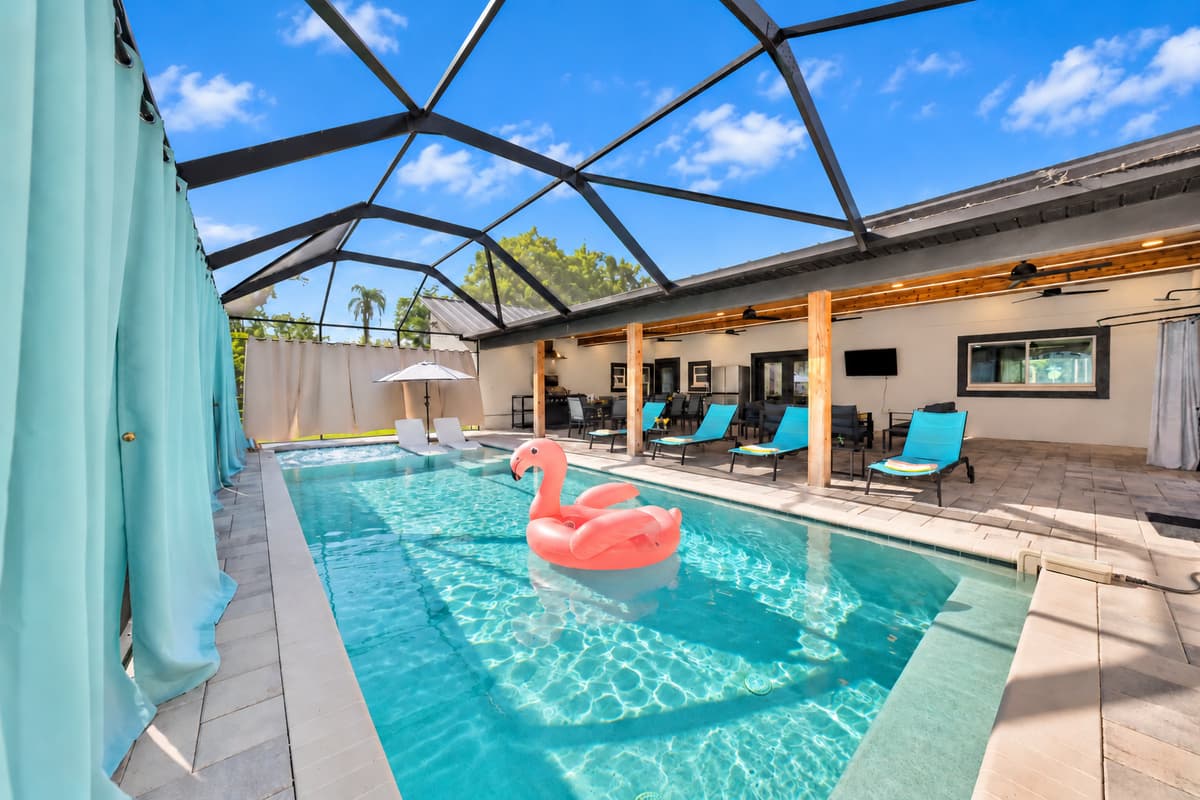 Screened, heated, and completely yours — no neighbors, no bugs, no closing time.