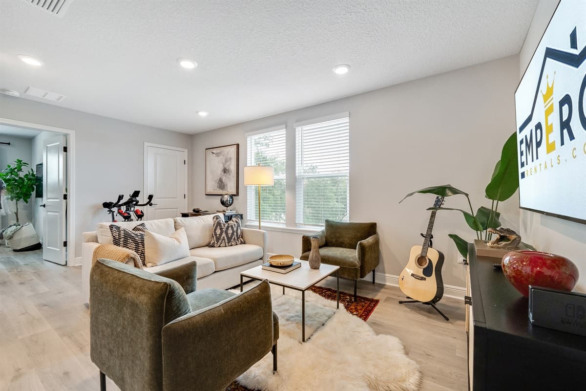 Sink into the plush cushions of the oversized sofa.