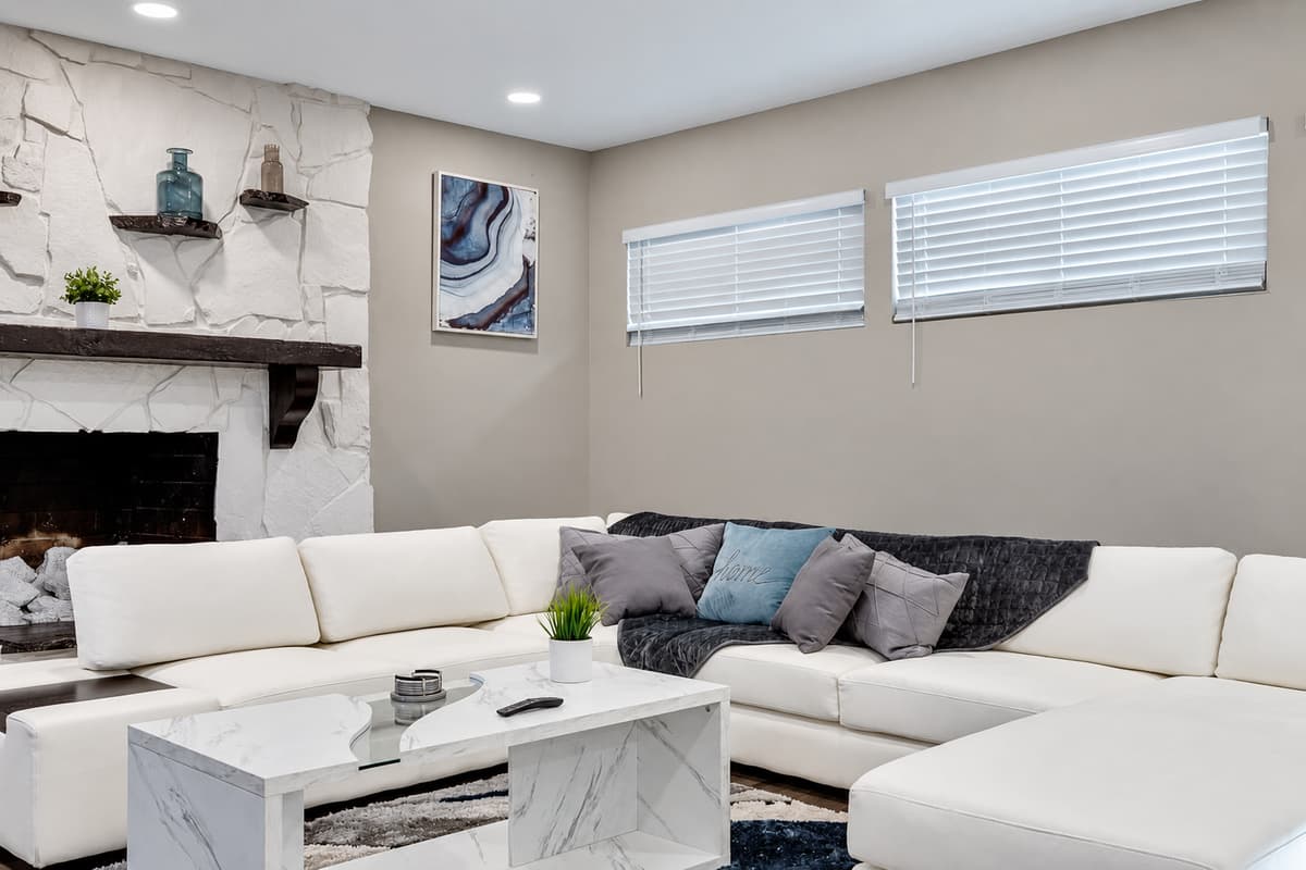 Our large living area with comfortable L-Shaped modern couch will ensure a great time for all of our guests. If you have any questions about this property, please send us an inquiry today!