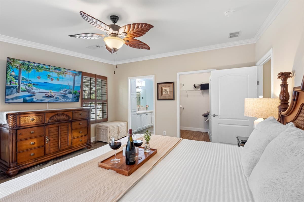 The master bedroom features premium textures and fabrics that elevate both style and comfort.