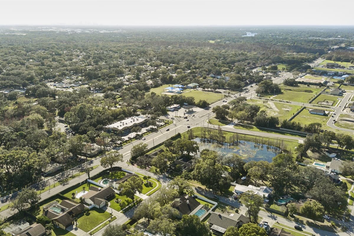 Aerial view of the neighborhood.