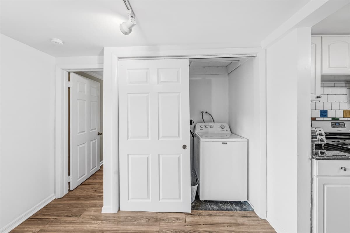 Laundry area with washer and dryer for added convenience during your stay.