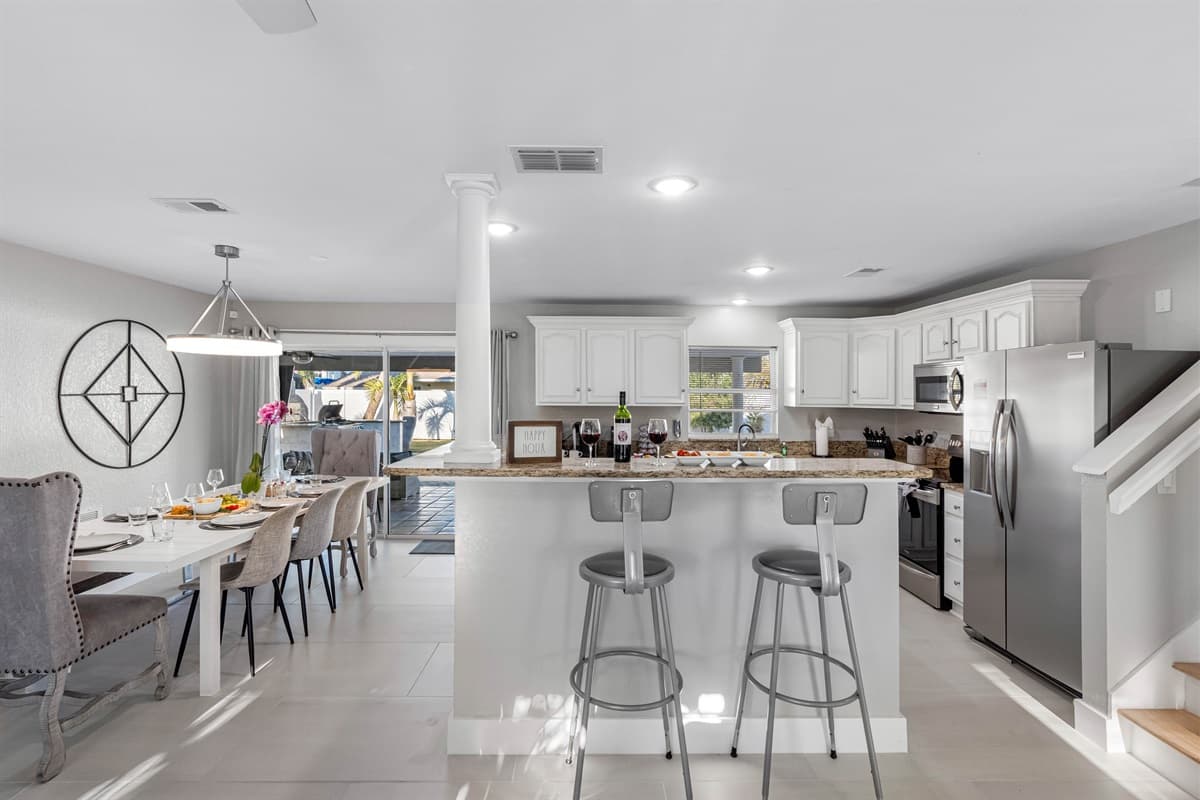 Our breakfast table provides an extra seating option.