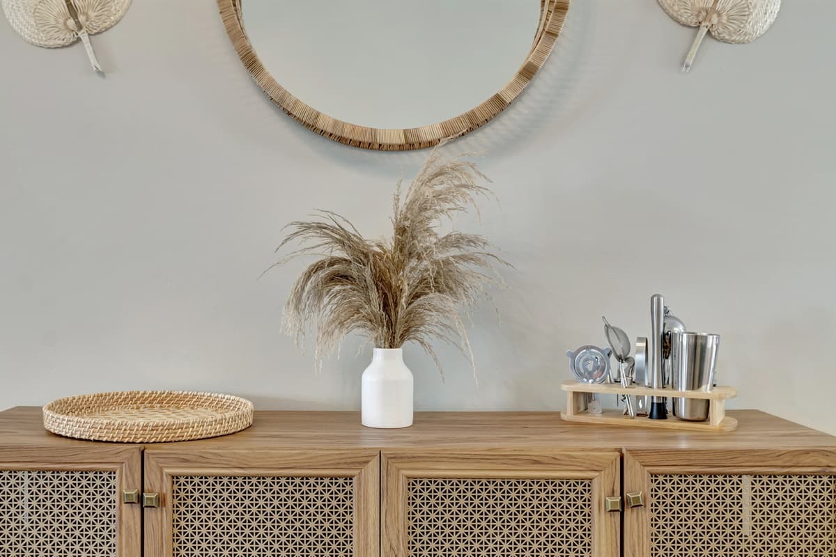 Adorning the walls are carefully curated pieces of art and vintage accents, adding a touch of character and intrigue.