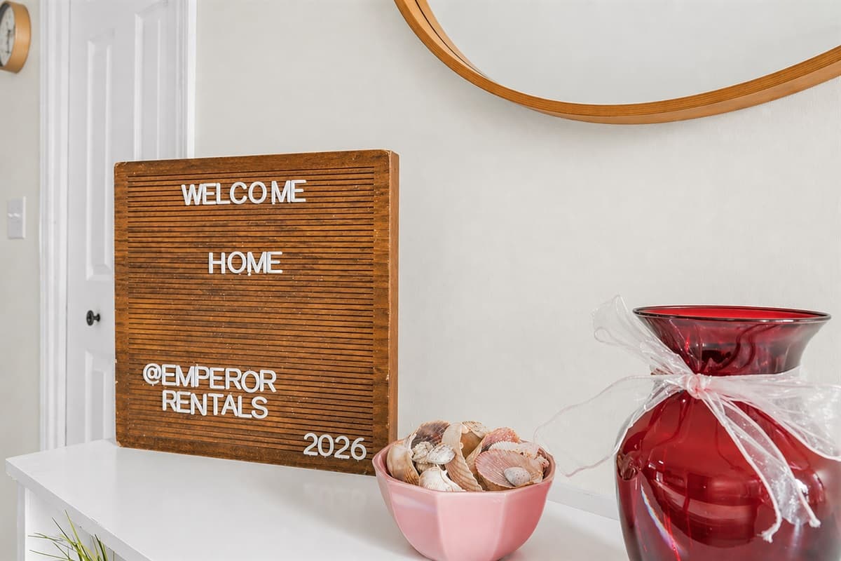 Close-up detail of welcoming décor—creating a cozy, home-like atmosphere.