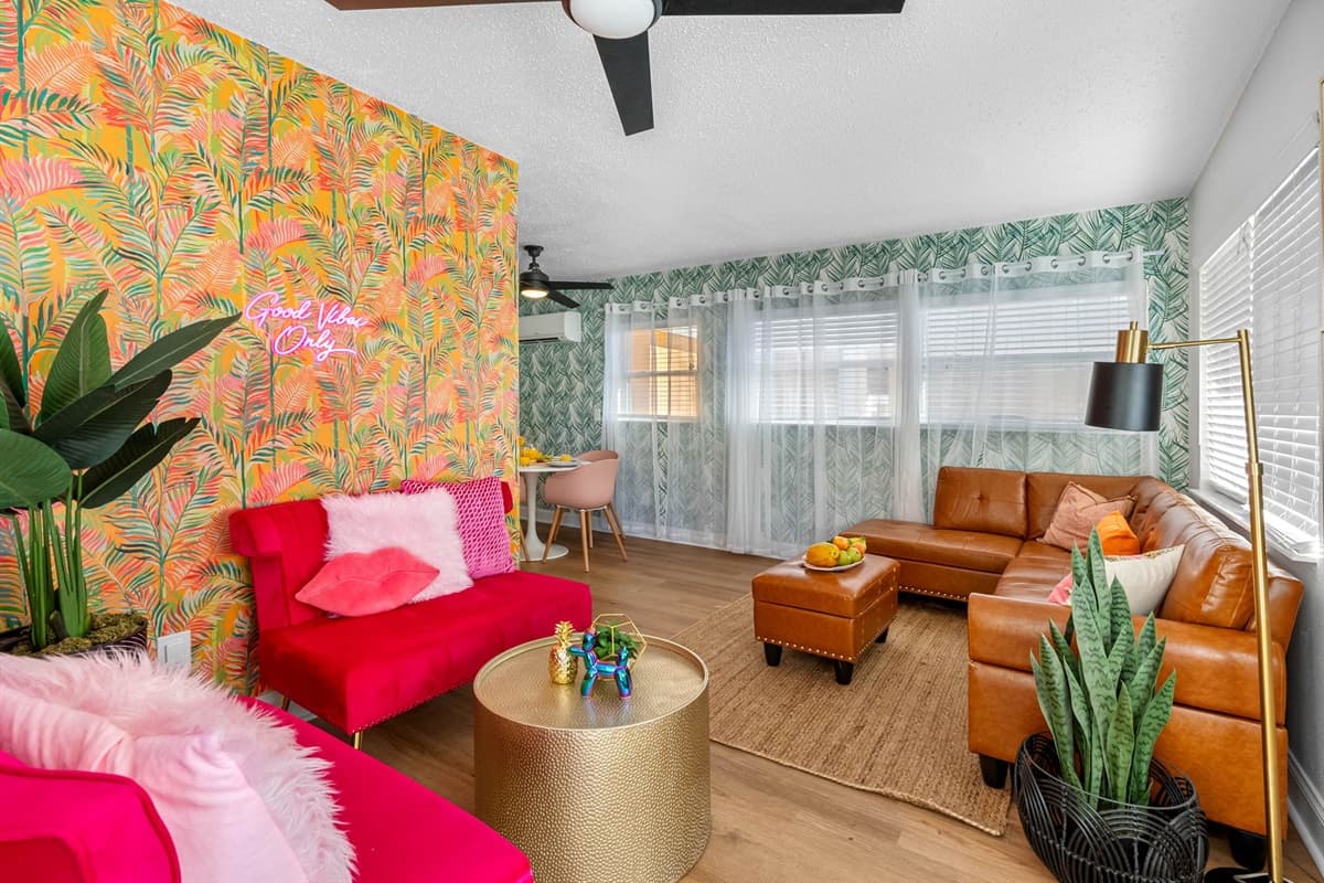 The themed living area at Seaside Serenity is more than a room; it's a curated escape.