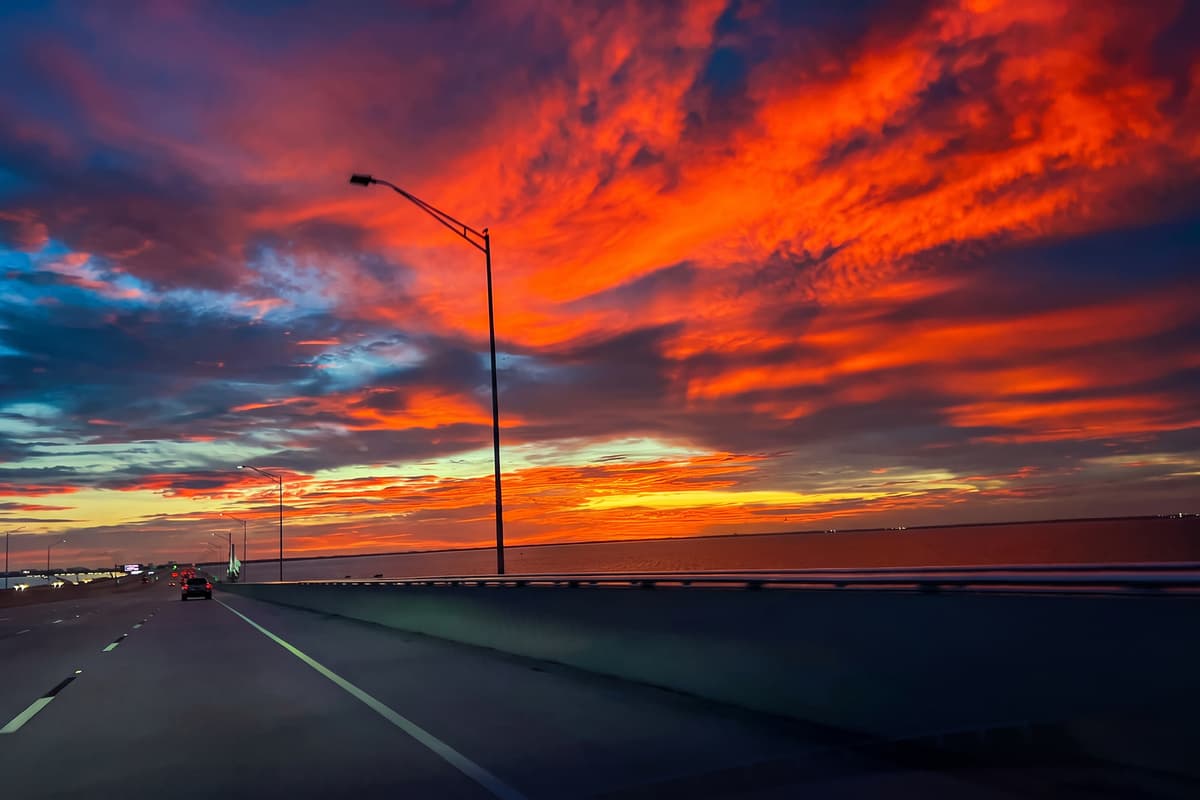 Arrive beneath a Tampa sunset you'll never forget! Even a short journey can feel like part of the escape when Tampa's sky glows in layers of red and gold. Let this unforgettable sunset build anticipation for relaxing nights together back at Driftwood.