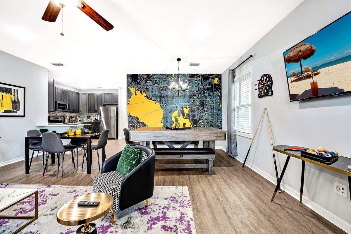 The game room offers a dynamic and versatile space for everyone.