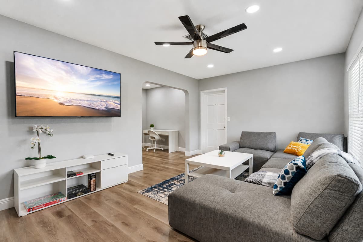 Impeccable living room with comfortable L-Shaped couch where you and your family and friends can bond and relax. If you like what you see, please don't hesitate to send us an inquiry.