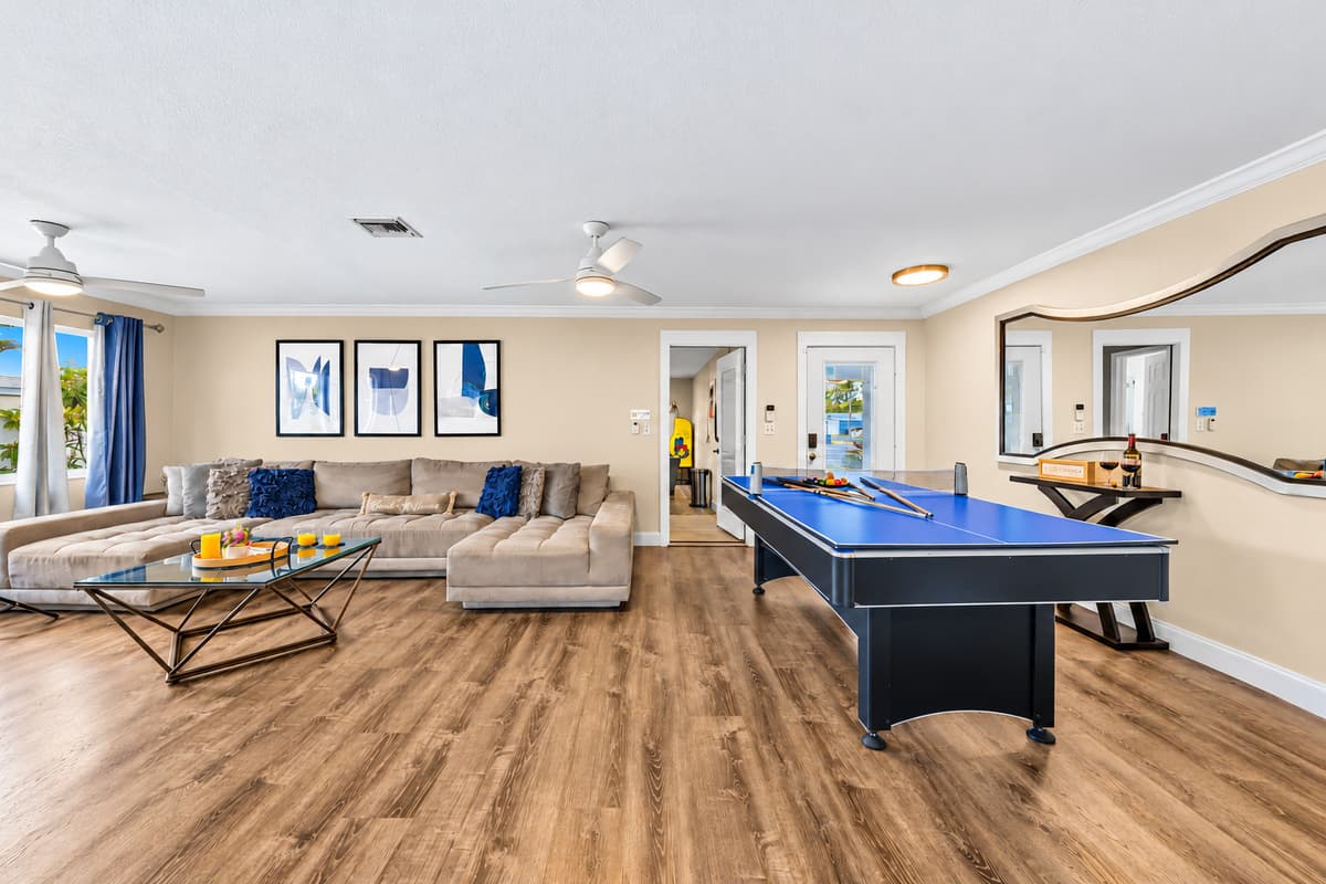 Challenge your group to a friendly game of pool in the open entertainment space.