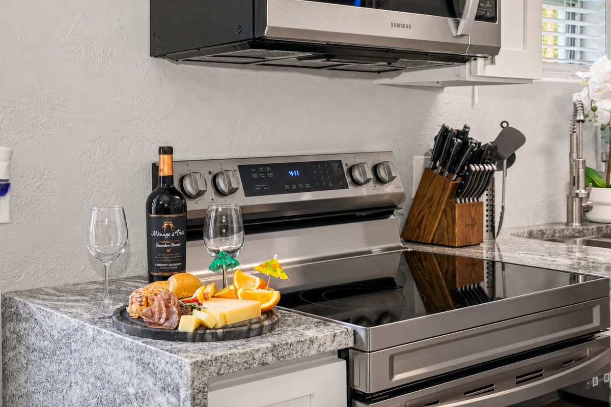 The built-in microwave is convenient for heating up leftovers or making a quick snack.
