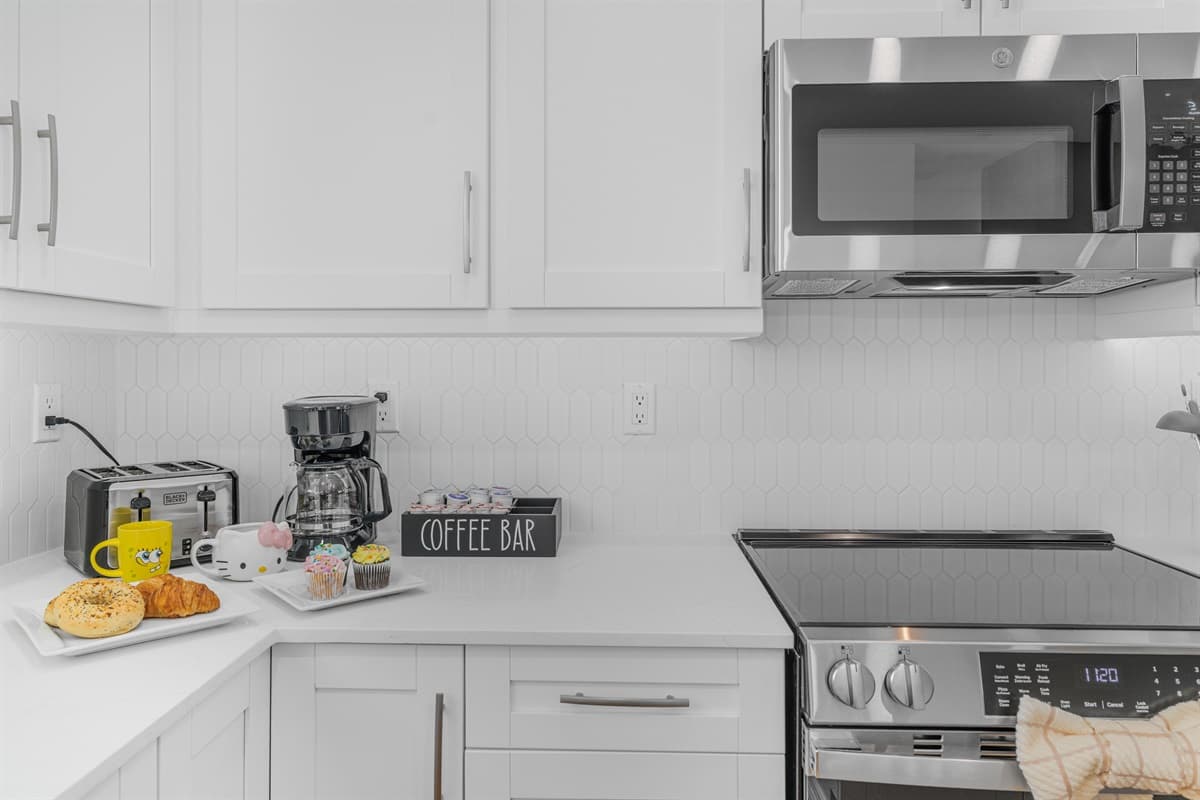 Cozy coffee bar setup in the kitchen - perfect for starting your mornings right.