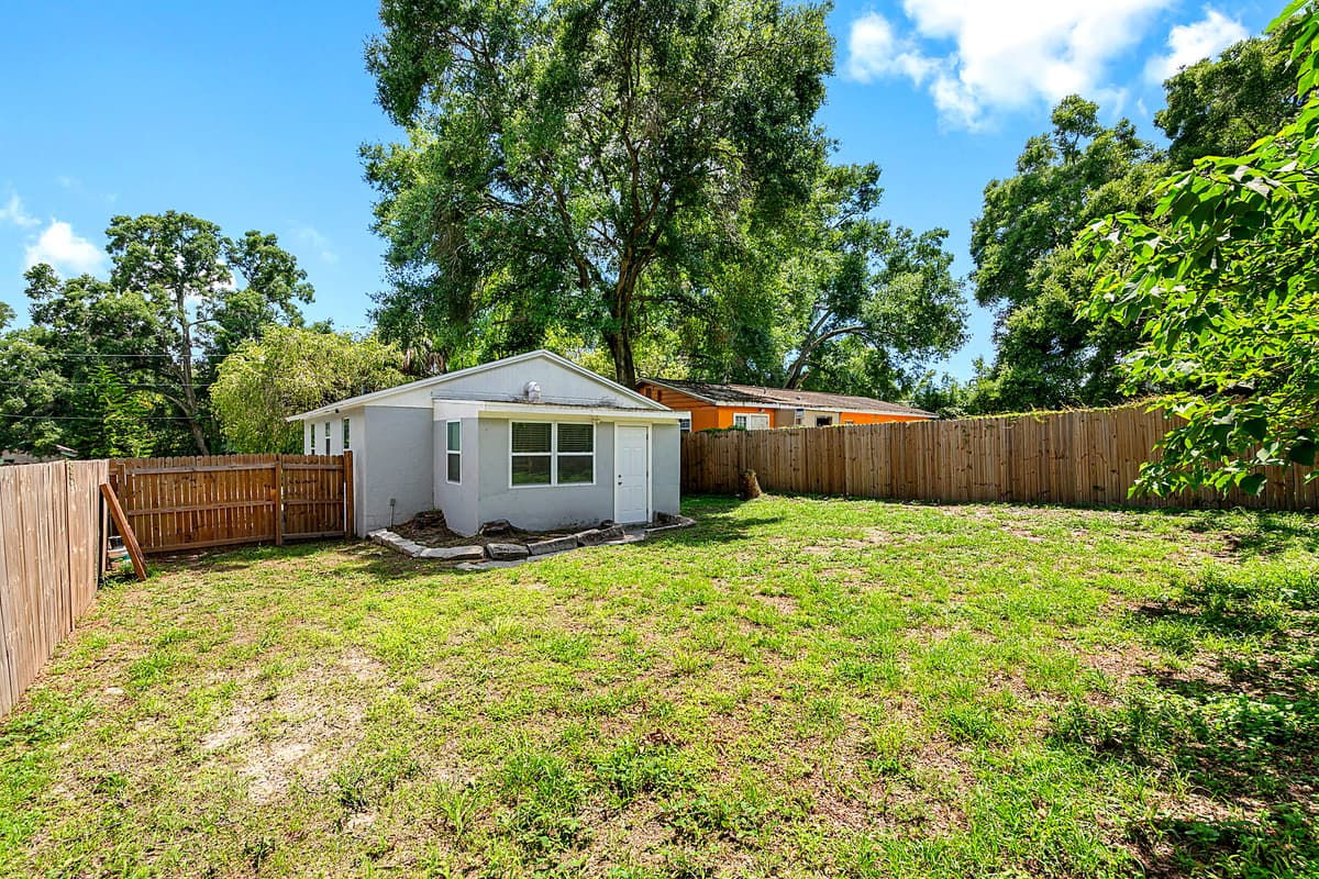 Fully fenced backyard