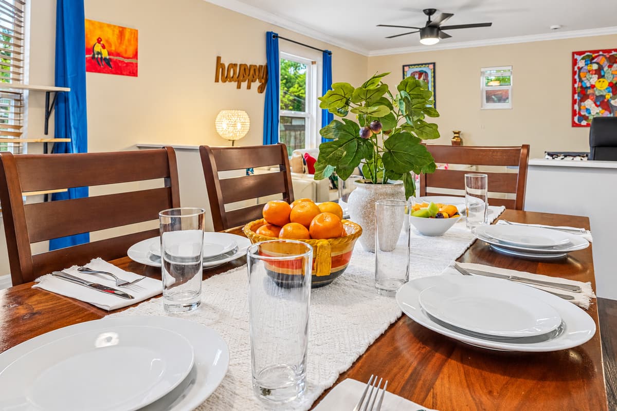 Close-up of beautifully set dining table—perfect for shared meals and special moments.