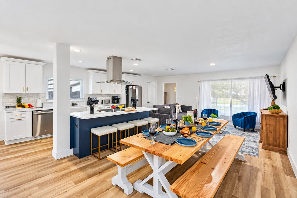 This inviting dining space is perfect for sharing breakfast, laughter, and vacation memories.