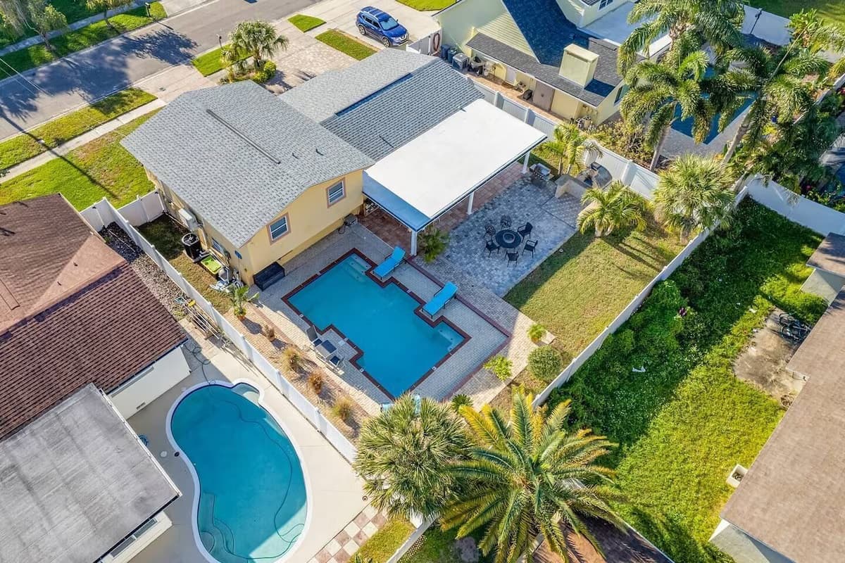 Aerial view if our safe and wonderful neighborhood. Enjoy the view outside showcasing beautiful properties in the area. 