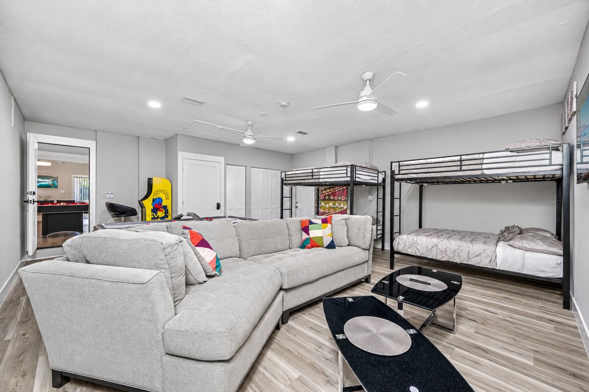Let the kids have the best sleepover suring your stay with us! This room has enough sleeping space for kids and let them have their own space to watch movies they like and play games too.