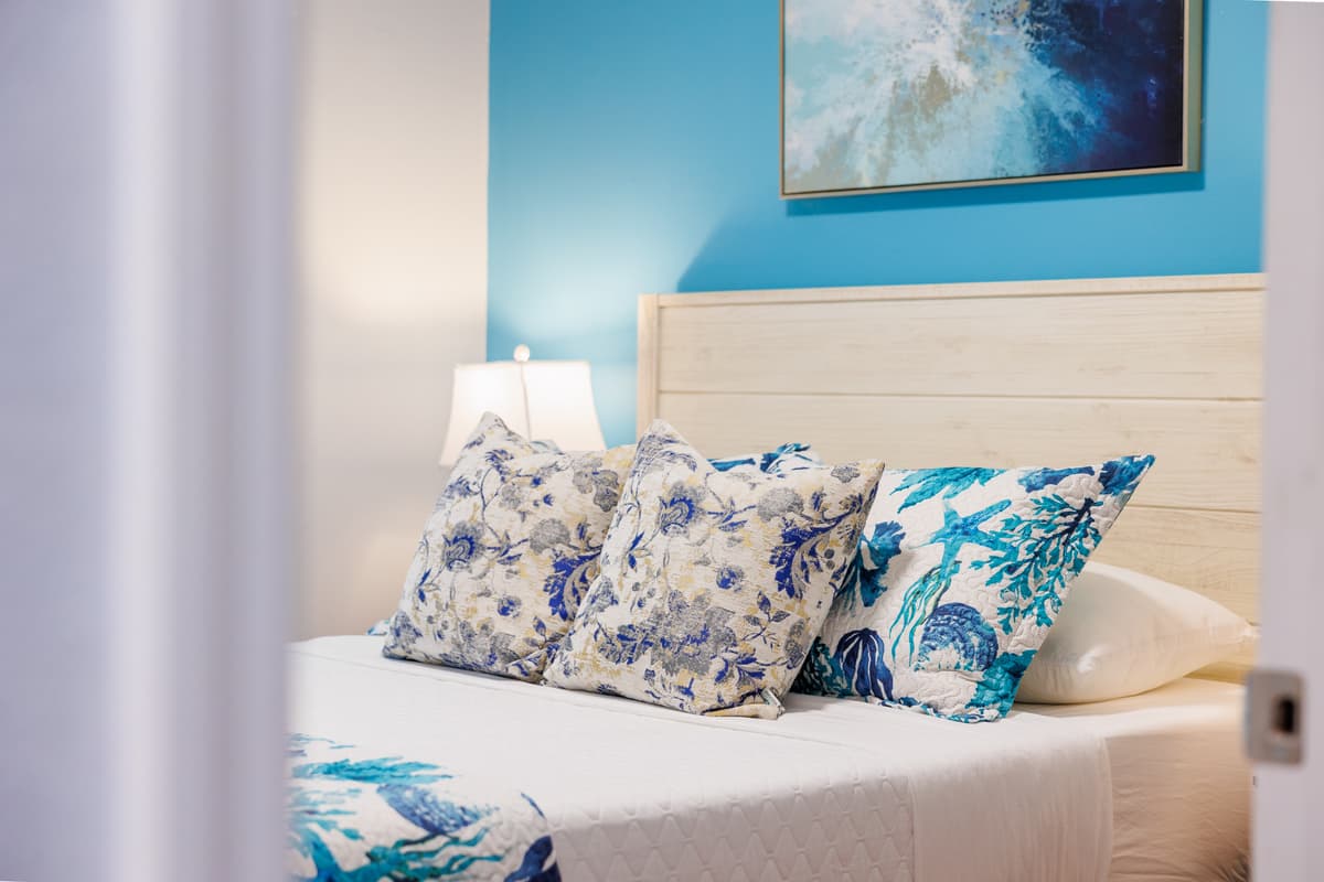 Bedroom details at Flamingo Palms.
