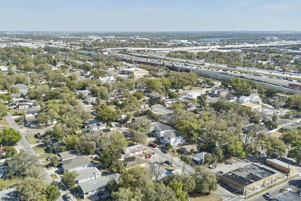 Aerial view of the beautiful neighborhood.