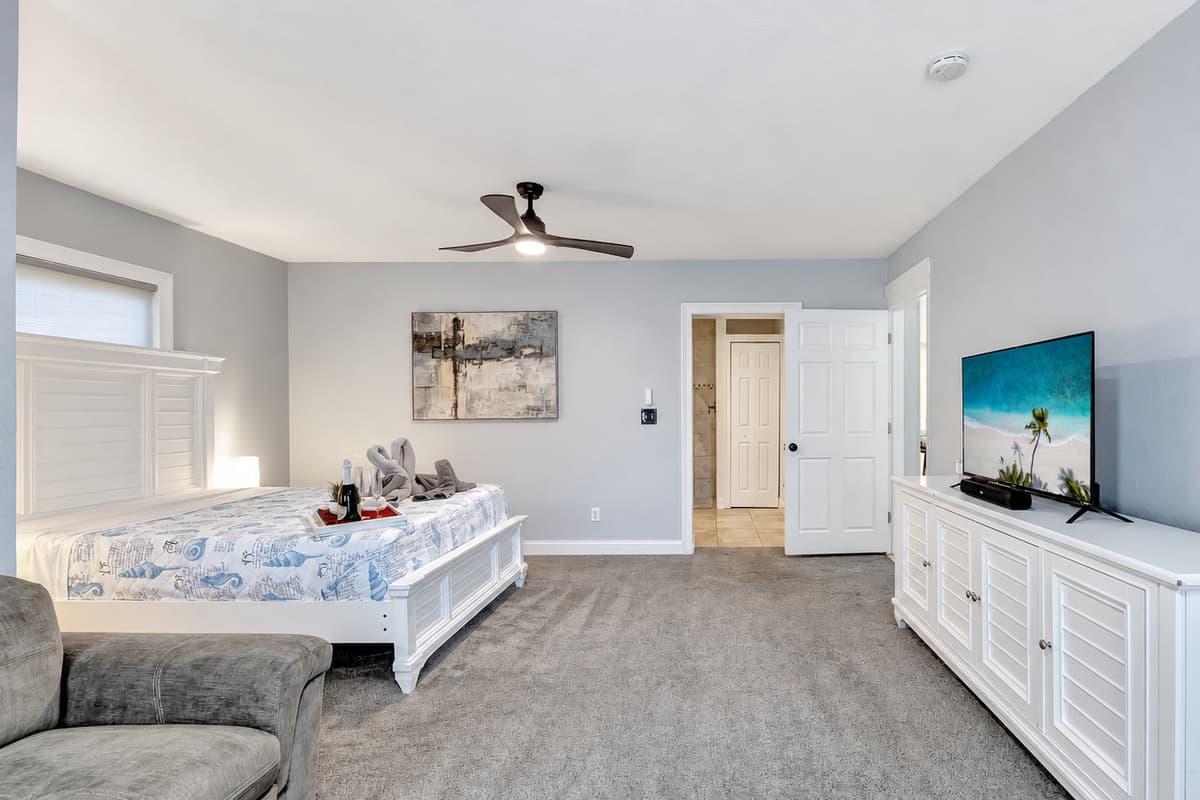Immerse yourself in comfort and style, letting the plush surroundings cradle you into a restful night's sleep.