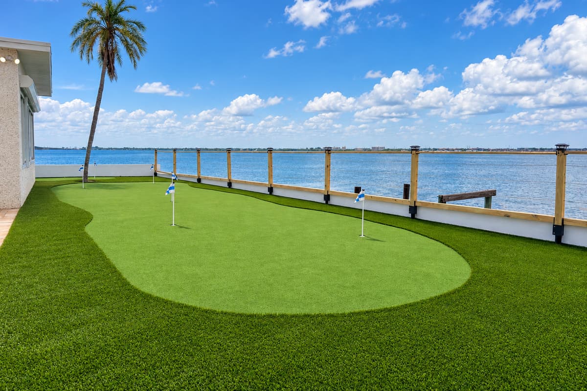 Private putting green overlooking the waterfront.