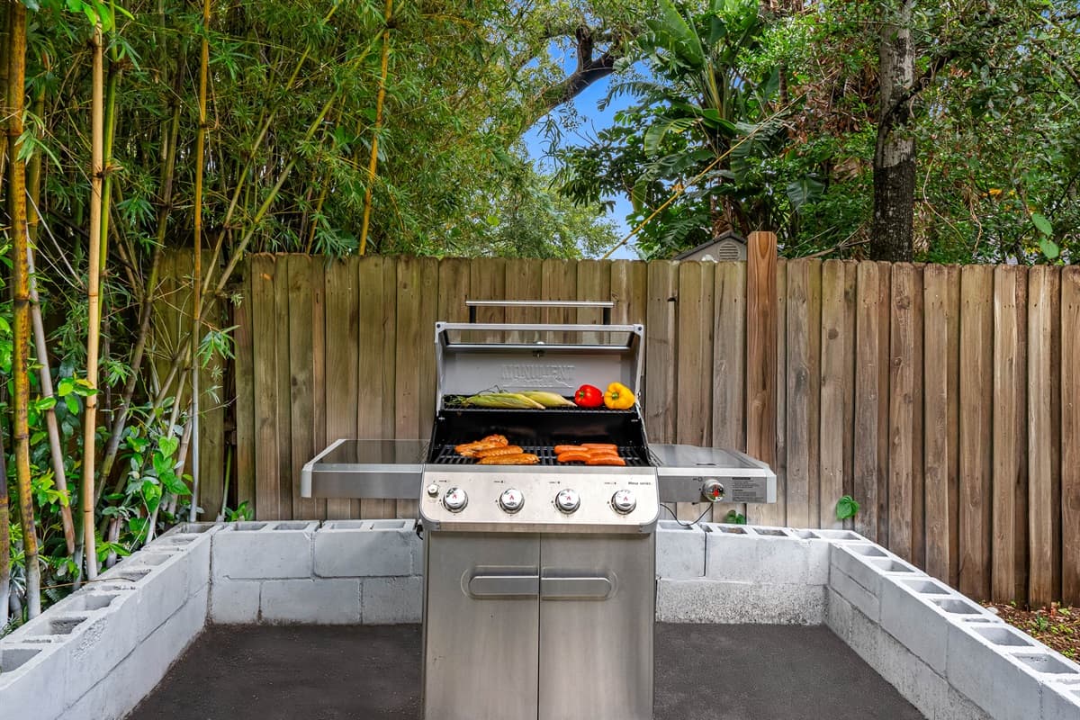 The pool is perfect for daytime fun, while parents relax in the spa or fire up the grill nearby.