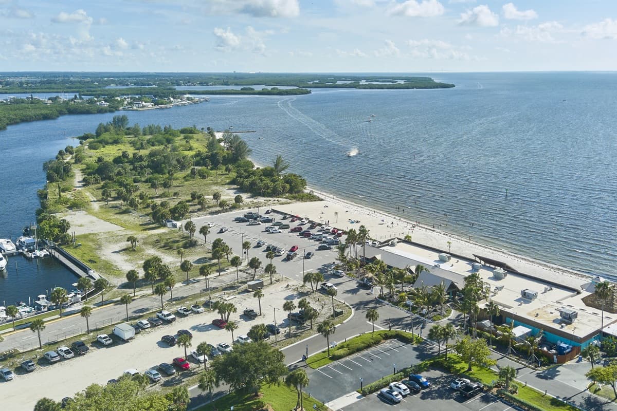 A stunning aerial view showcasing the property's surroundings.