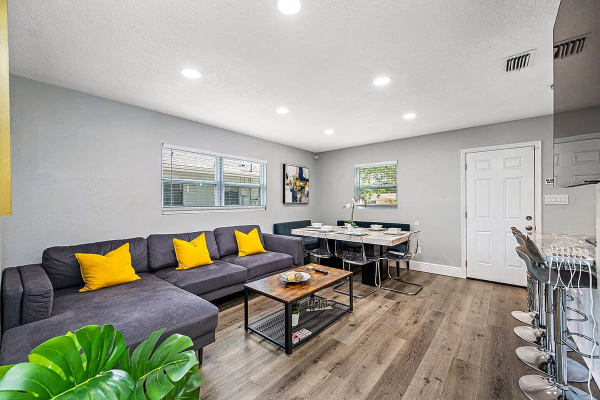 Relax with family and friends on our modern comfortable couch after a long day