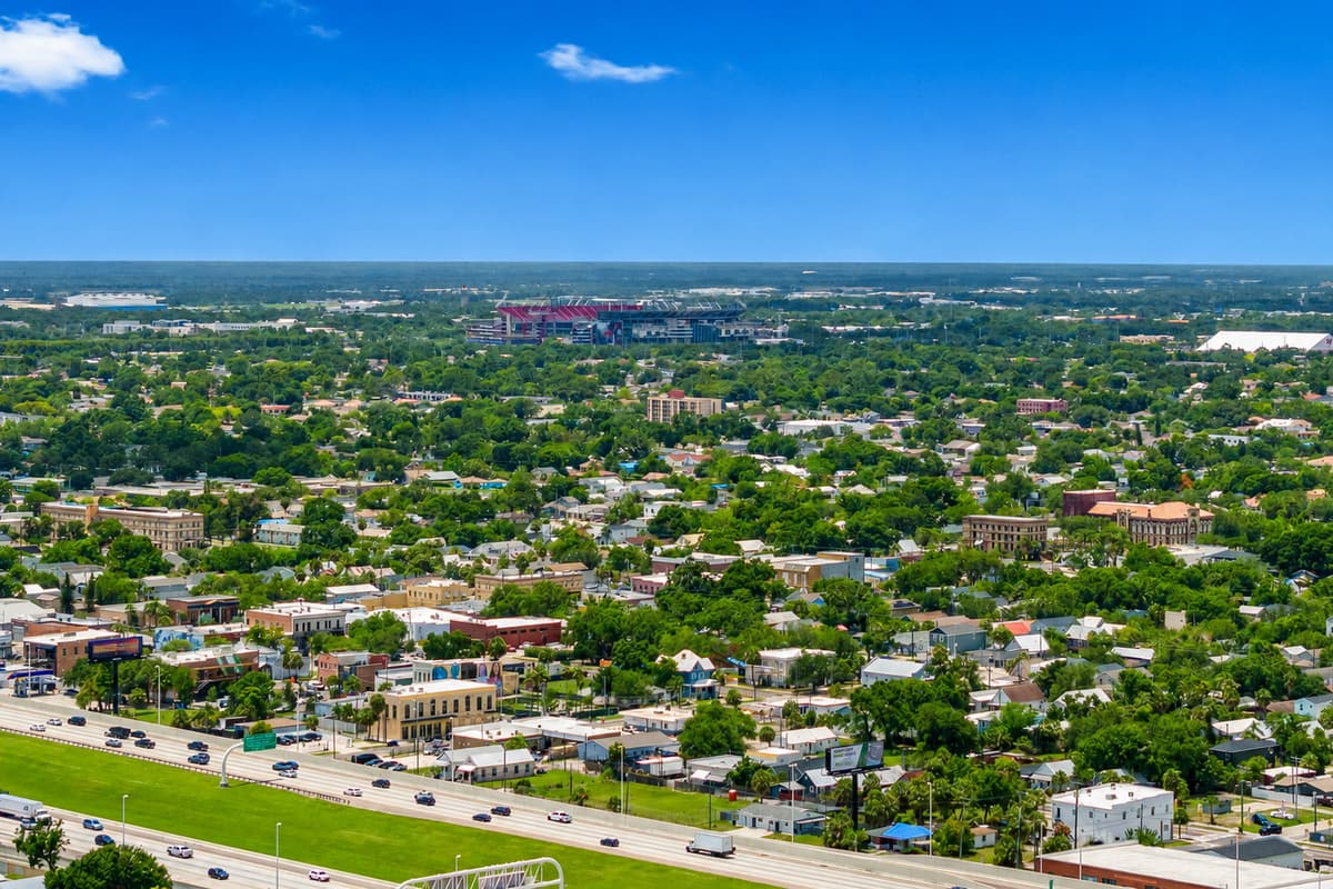 Aerial view of the neighborhood