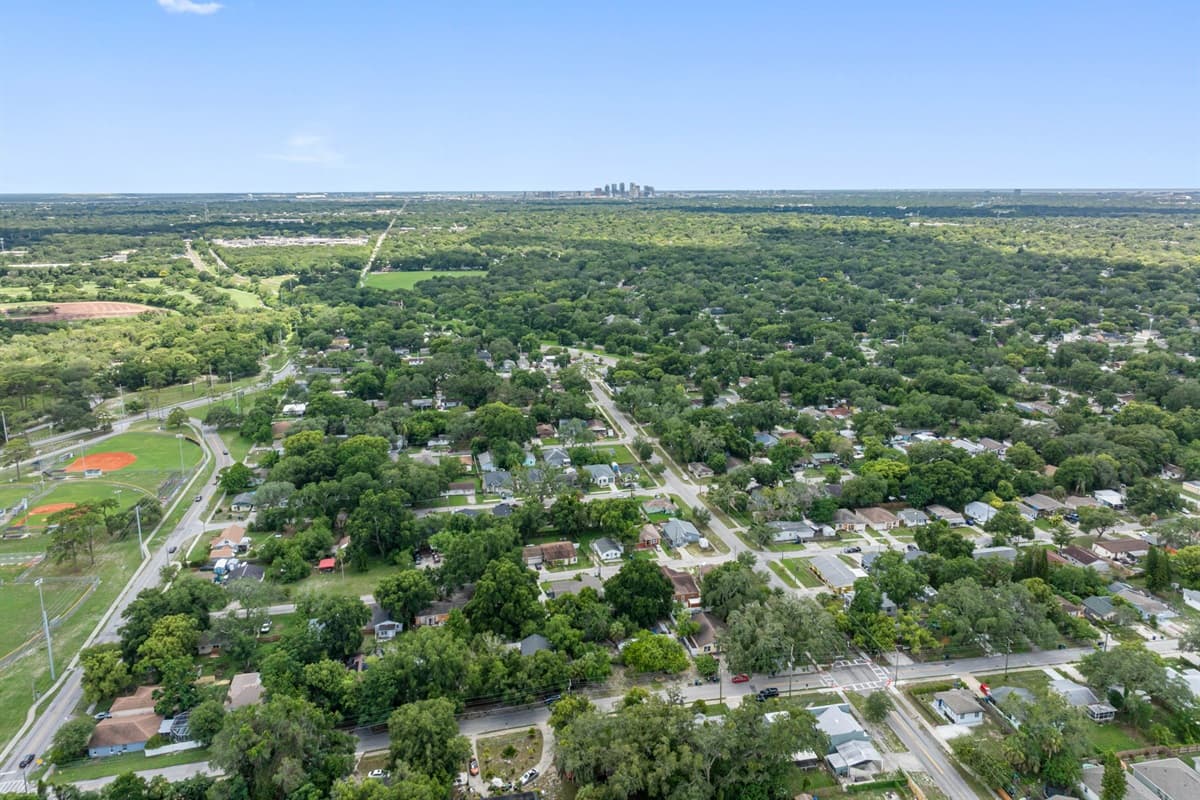 Aerial view of the neighborhood