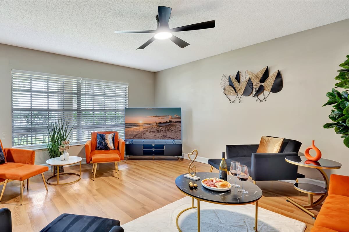 Our vibrant and inviting living room, where style meets comfort!