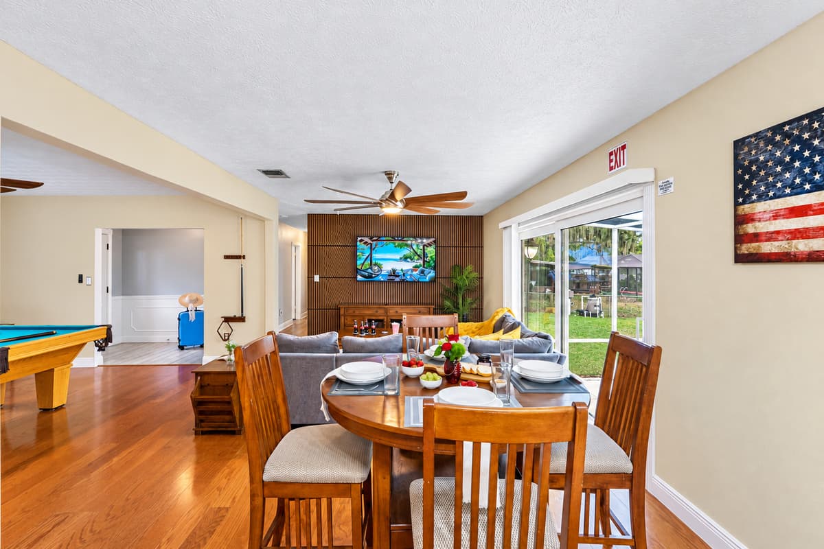 Open-concept dining space designed for comfort, connection, and easy entertaining.