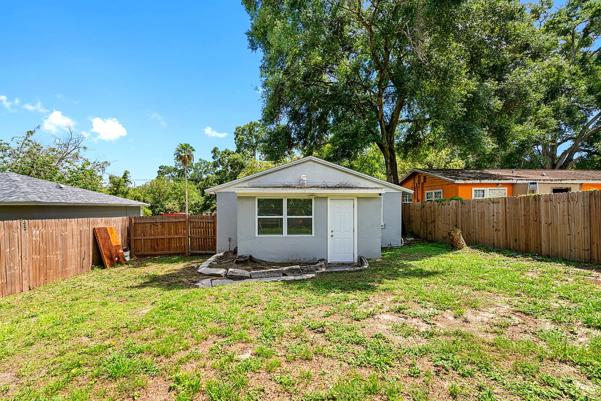 Fully fenced backyard