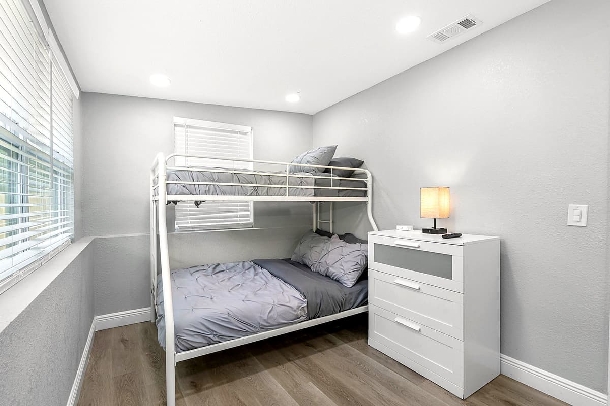 The sturdy, stylish bunk bed offers a cozy retreat for sleepovers, bedtime stories, and playful dreams.